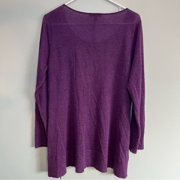 Eileen Fisher Womens Sleek Wool Alpaca Blend Crew Neck Sweater Purple Size M - Picture 12 of 13